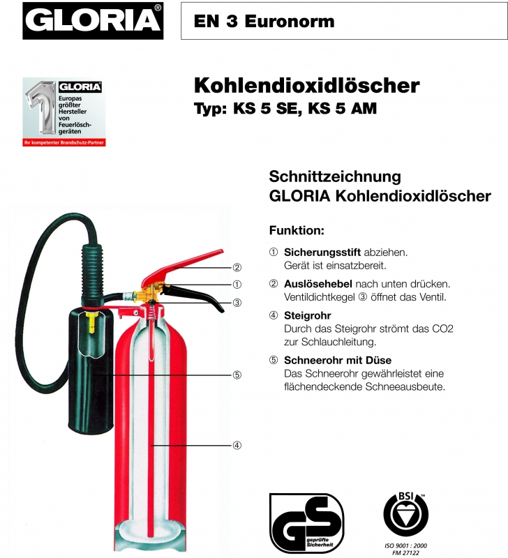 Feuerlöscher  CO2-Feuerlöscher KS 5 SE (Aluminium)